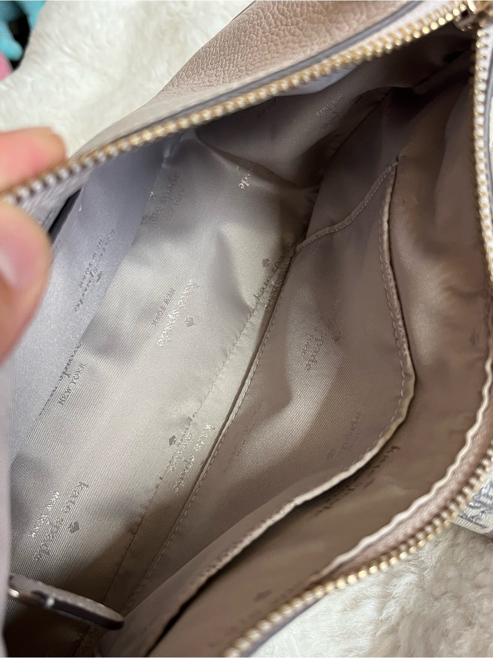 Kate Spade Pebbled Leather Shoulder Bag Grey with Gold Hardware EUC - Picture 9 of 14